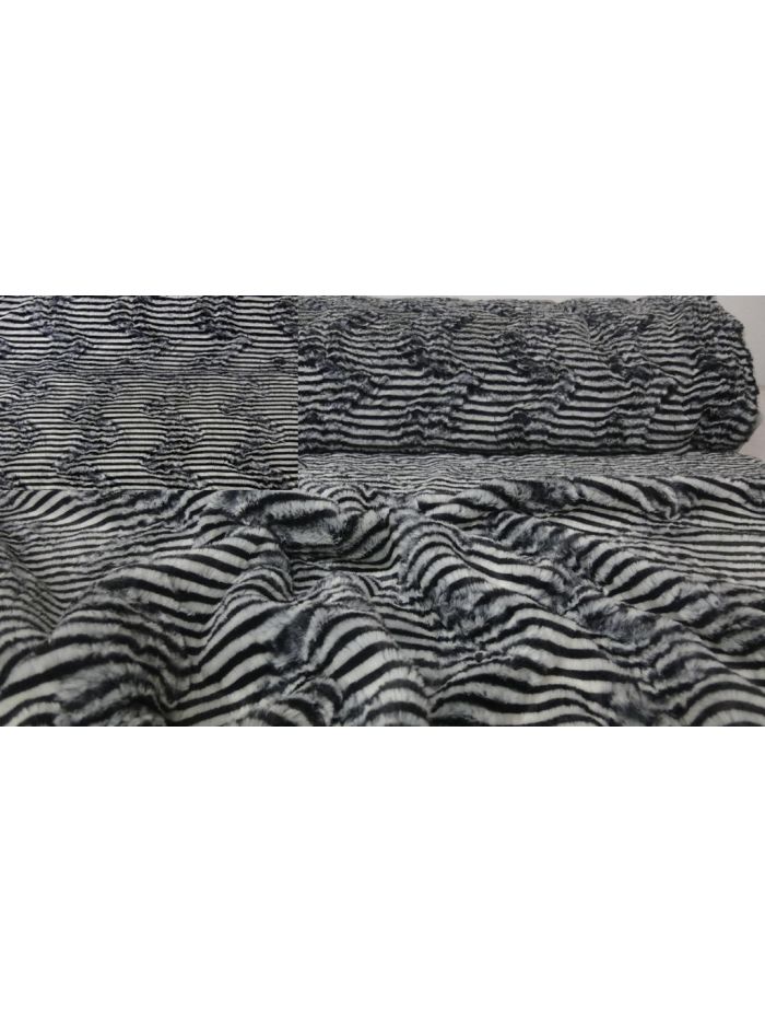 ITALIENISCHES KUSCHELFELL FELL DELUXE STREIFEN - Schwarz/Weiß