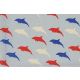 MARITIM WELT BAUMWOLLDRUCK DELPHIN BAUMWOLLE STOFF PATCHWORK DELFINE - Blau/Rot/weiß